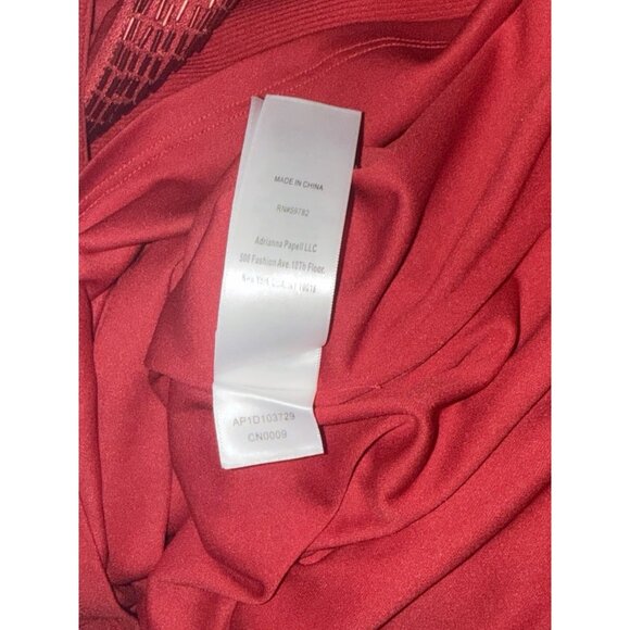 Adrianna Papell Womens Cocktail Dress Beaded Halter Knee Length Lined 4 Red New - Picture 11 of 11